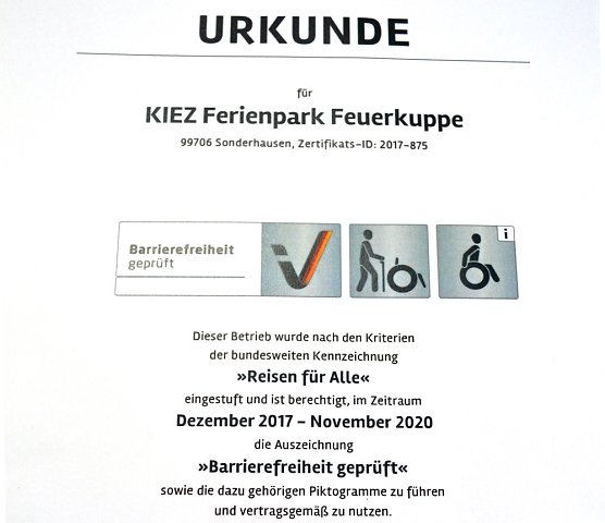 Zertifizierung Reisen f&uuml;r Alle (Foto: Ferienpark Feuerkuppe)