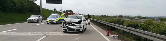 Unfall auf der A 38 (Foto: FFW Gro&szlig;wechsungen)