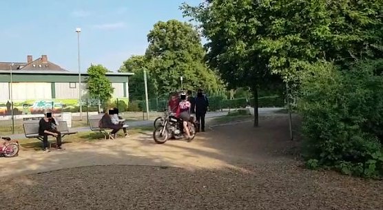 Erst als die Mutter das Handy z&uuml;ckt, zieht sich die Gruppe zur&uuml;ck (Foto: privat)