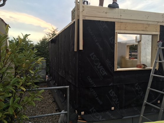 Bauarbeiten an der Blockhaussauna (Foto: Badehaus Nordhausen)