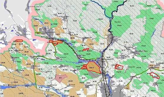 Rot: Vorranggebiete Gipsabbau (Foto: BUND)