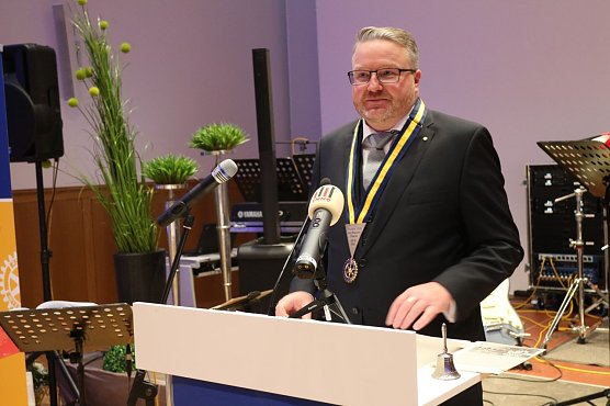 Der aktuelle Pr&auml;sident der Nordh&auml;user Rotarier, Sebastian Gerecke (Foto: Angelo Glashagel)