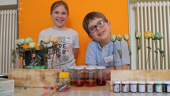 Marie-Luise und ihr Bruder Hans haben sich intensiv mit der Teilchendichte von Farben befasst (Foto: Angelo Glashagel)