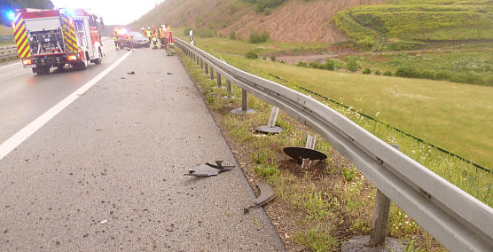 Unfallstelle auf der A38 (Foto: Landespolizeiinspektion Nordhausen)