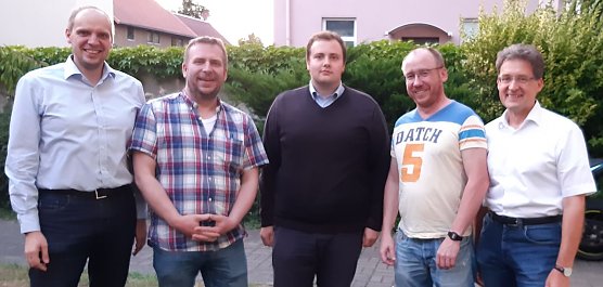 Tim Wagner (Landesgesch&auml;ftsf&uuml;hrer FDP Th&uuml;ringen) Manuel Thume (Ortsvorsitzender FDP Nordhausen) Carsten Dobras (Landtagskandidat Wahlkreis NDH II) Otmar Ganter (Landtagskandidat Wahlkreis NDH I) Claus Peter Ro&szlig;berg (Kreisvorsitzender FDP Nordhausen) (Foto: FDP Nordhausen)