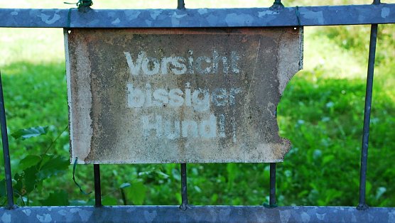 Da hat einer ein St&uuml;ck abgebissen. War das ein Gartenbesitzer Denn Hunde sieht man in den G&auml;rten kaum. (Foto: J.Miche)