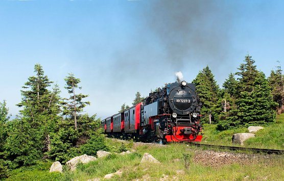 Mit Volldampf hinauf zum Brocken: Die Wiederaufnahme des seit 2. November 2020 &uuml;berwiegend ruhenden HSB-Zugbetriebs und damit auch die R&uuml;ckkehr der Dampflokomotiven sind abh&auml;ngig von der weiteren Entwicklung der gegenw&auml;rtigen Pandemielage. (Foto: HSB/Dirk Bahnsen)