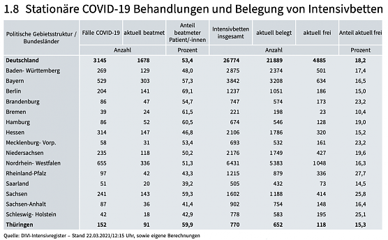 Belegung der Intensivbetten in Deutschland (Foto: Th&uuml;ringer Landesamt f&uuml;r Statistik)