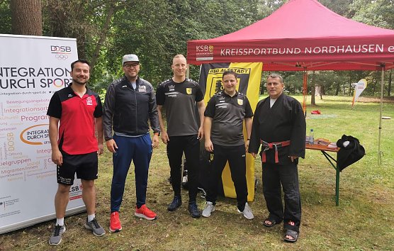 (v.l.n.r.): Jonny Kleinschmidt, Patrick B&ouml;rsch, Steve Wasilensky (Ex-Bundesligaprofi), Tobias Ostmann und Thomas K&ouml;hler (Foto: KSB Nordhausen)