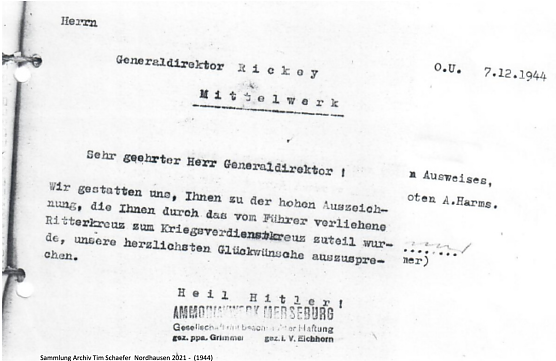 Rickhey wurde 1944 das "Kriegsverdienstkreuz" zuteil (Foto: Archiv Tim Sch&auml;fer)