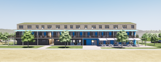 So k&ouml;nnte ein multifunktionales Geb&auml;ude an einem modernen Strandensemble bei Sundhausen aussehen (Foto: Heck Immobilien)