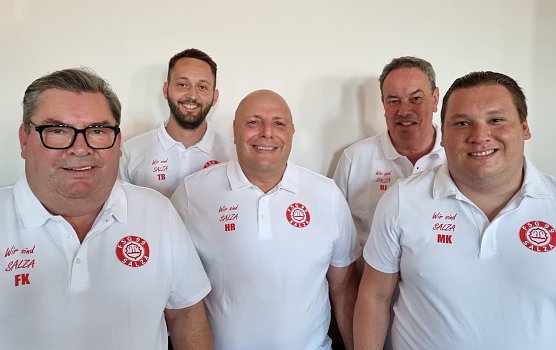 Frank Kirchhoff, Tobias Bischoff, Heiko R&ouml;der, Uwe Joch und Max Kirchhoff (v.l.n.r.) bilden den neuen Vorstand in Salza (Foto: FSG Salza)