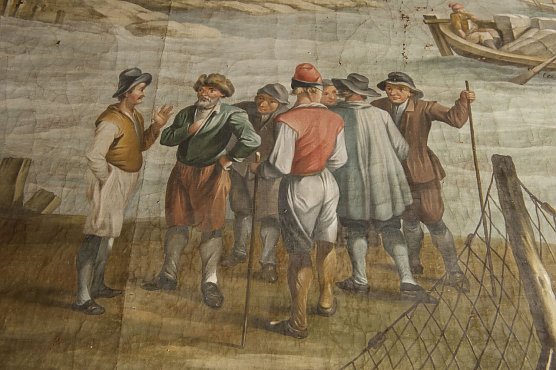 ie kostbaren Wandbespannungen im Herrenhaus Hue de Grais in Wolkramshausen bei Bleicherode (Foto:  Deutsche Stiftung Denkmalschutz)