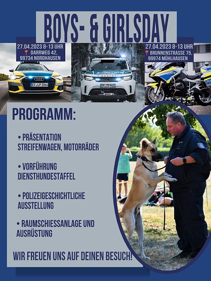 Das Programm zum "Boys and Girlsday" 2023 (Foto: Landespolizeiinspektion Nordhausen)