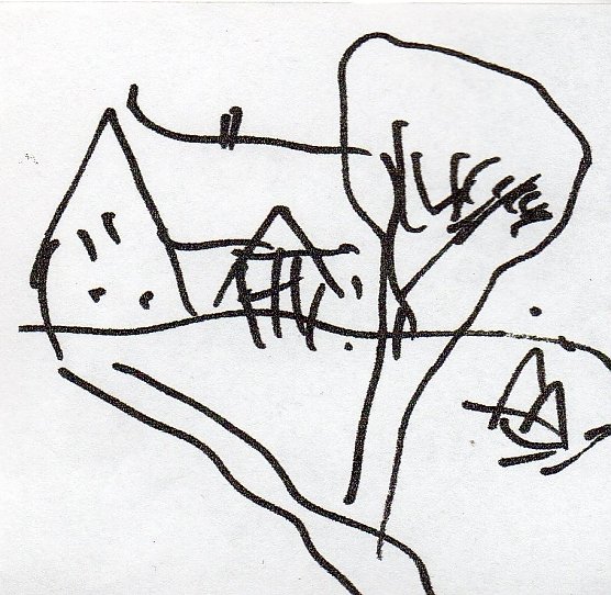 Eine Handzeichnung von Gerd Mackensen im Besucherbuch der Dichterst&auml;tte (Foto: Heidelore Kneffel)