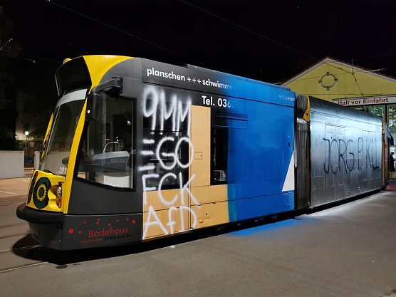 Stra&szlig;enbahn beschmiert (Foto: privat)