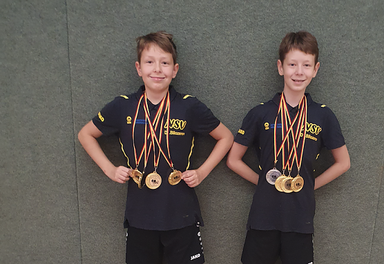 Denis und Daniel Bilozerov mit ihrer Medaillensammlung  (Foto: NSV)