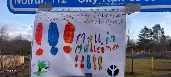 Hinweisschild der Nordh&auml;user Kinder (Foto: A.Hotze)