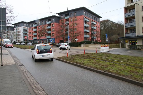 Die Umleitung f&uuml;hrt quer &uuml;ber die Rautenstra&szlig;e (Foto: agl)