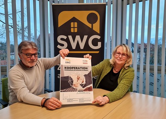 Gert St&ouml;rmer (Pr&auml;sident des KSB Nordhausen) und Inge Klaan (Gesch&auml;ftsf&uuml;hrerin SWG Nordhausen) (Foto: SWG Nordhausen)