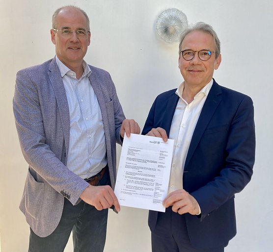 Landrat Matthias Jendricke und Innenminister Georg Maier (Foto: Pressestelle Landratsamt)