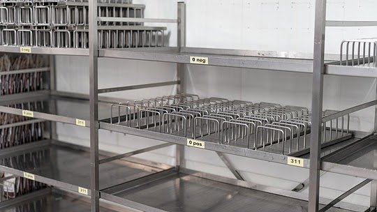 Leere Blutkonservenregale (Foto: DRK) Leere Blutkonservenregale (Foto: DRK)