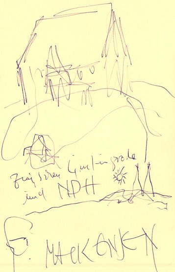 Oben das Geburtshaus mit Eingangsbereich und davor der Brunnen, darunter Nordhausen mit den T&uuml;rmen des Domes, Repro Kneffel (Foto: Heidelore Kneffel)