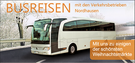 Mit dem Bus zum Weihnachtsmarkt (Foto: Verkehrsbetriebe Nordhausen) Mit dem Bus zum Weihnachtsmarkt (Foto: Verkehrsbetriebe Nordhausen)