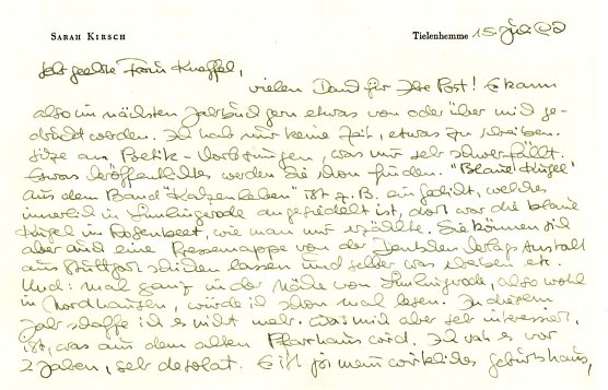 1. Brief der Kirschl, 1996 (Foto: Heidelore Kneffel)