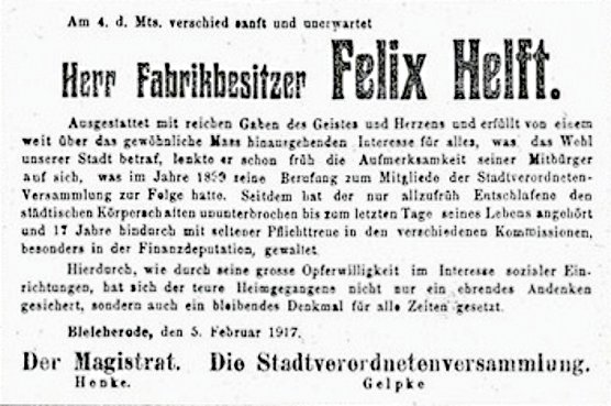 Todesanzeige zum Ableben von Felix Heldt. (Foto: Repro: Dirk Schmidt) Todesanzeige zum Ableben von Felix Heldt. (Foto: Repro: Dirk Schmidt)