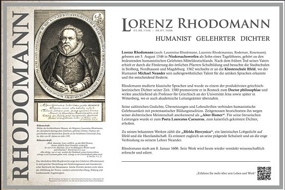 Die Gedenktafel besch&auml;ftigt sich mit Lorenz Rhodomann. (Foto: Tim Sch&auml;fer)