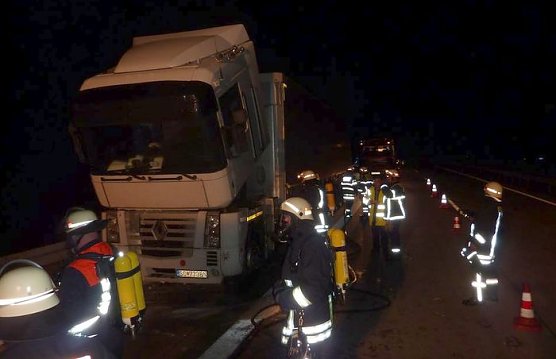 Lkw-Brand auf der A38 (Foto: psv)