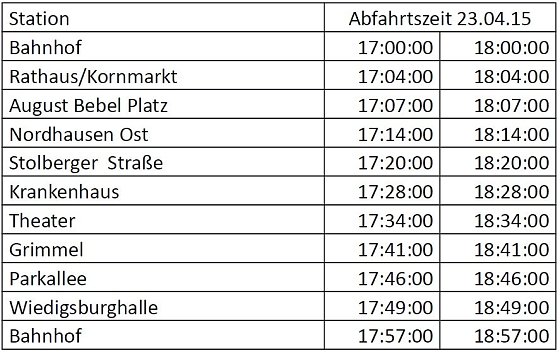 Bild: Der Sonder-Fahrplan
