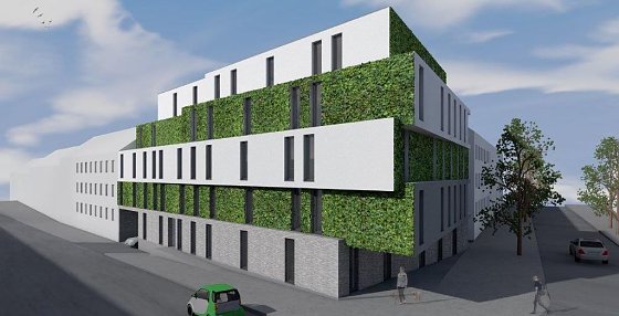 Bild: Ein Alleinstellungsmerkmal ist die begr&uuml;nte Fassade, der das Projekt seinen Namen verdankt