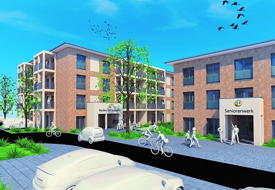 Bild: Bis Mitte 2025 werden in der Parkallee 27 barrierefreie Wohnungen auf ca. 2.520 m&sup2; errichtet.