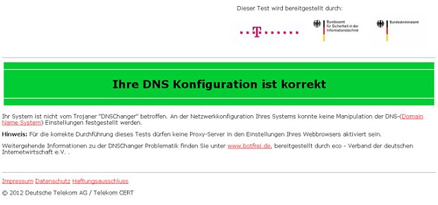 Bild: Kontrolle DNS