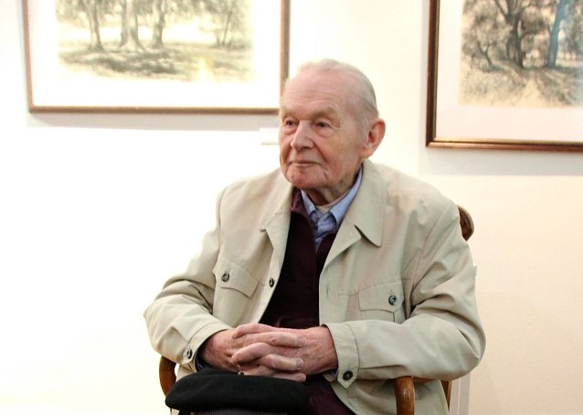 Bild: G&uuml;nter Groh zur Ausstellungser&ouml;ffnung im Februar 2015
