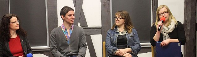 Bild: v.l.: MdB Sigrid Hupach, Michael Beck, Martina Degenhardt und Geburtstagskind Katja Mitteldorf (MdL) 