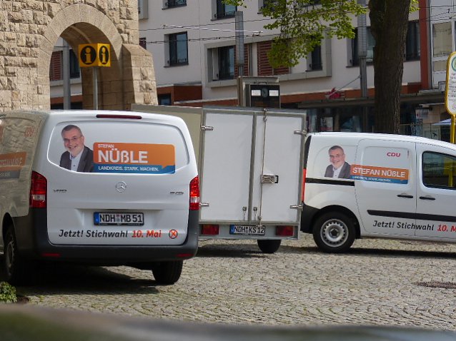 Bild: War auch auf der Maikundgebung pr&auml;sent: die Nordh&auml;user CDU mit ihrem Landrats-Kandidaten Stefan N&uuml;&szlig;le