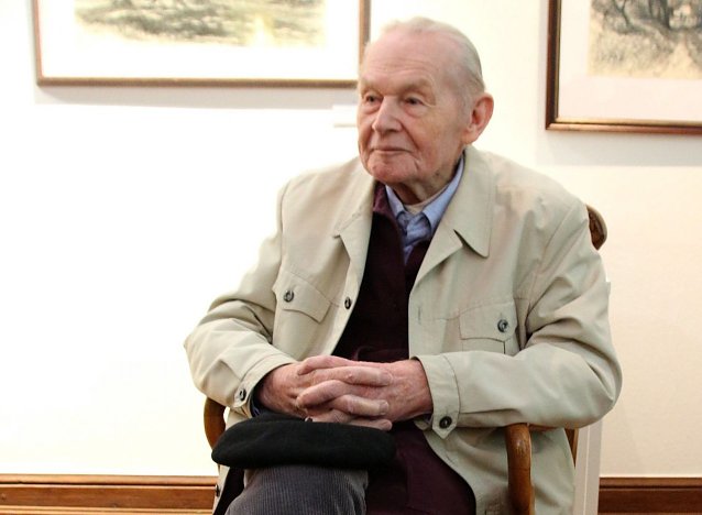Bild: G&uuml;nter Groh zum 90. Geburtstag im Kunsthaus Meyenburg im M&auml;rz 2015