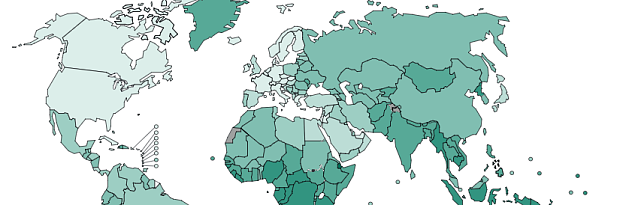 Bild: Weltweite Verbreitung von Tuberkulose F&auml;llen 2014