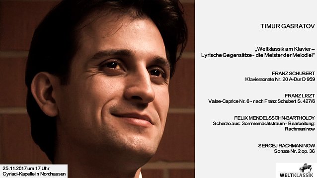 Bild: Ausnahmepianist Timur Gasratov u Gast in der Cyriaci-Kapelle