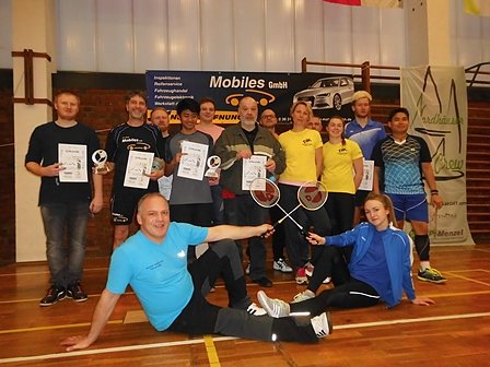 Bild: Im Doppel-und Mixwettbewerb hie&szlig;en die  Stadtmeister Heiko Bloss und H. Rafif, jeweils vom SV-Medizin Nordhausen und der Hochschule Nordhausen.