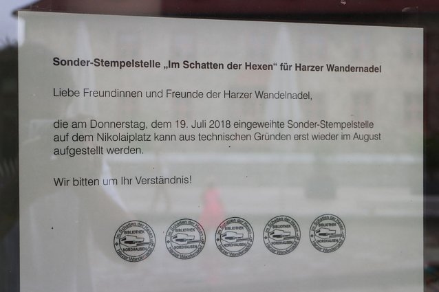 Bild: Hinweis auf die bereits eingeweihte Sonderstempelstelle