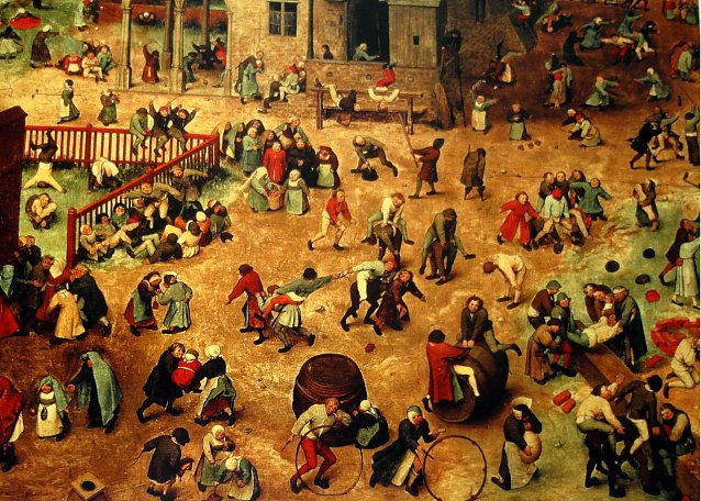 Bild: Die Kinderspiele (Ausschnitt), Gem&auml;lde von Pieter Bruegel der &Auml;ltere, um 1560