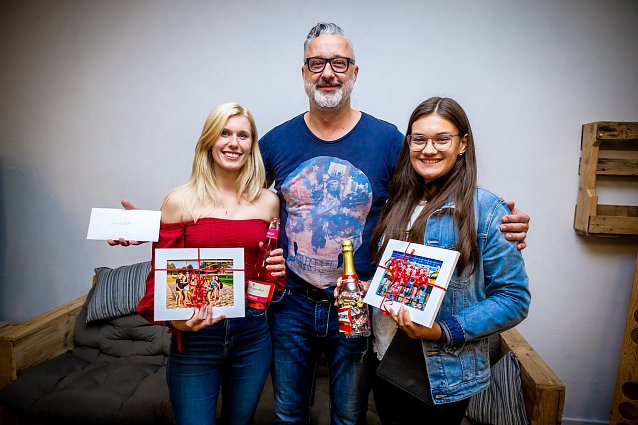 Bild: Jenny Feuerstein, Trainer Jens Liebold und Emelie Glahn wurden verabschiedet 