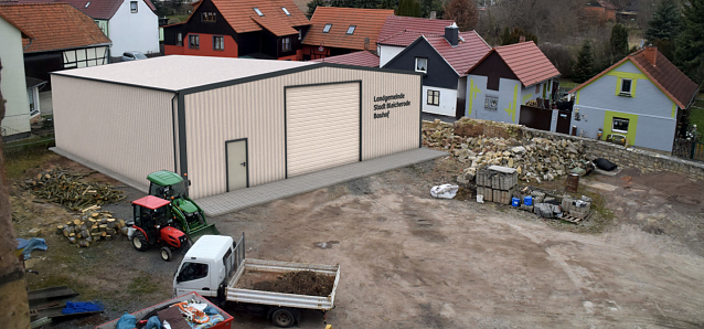 Bild: Entwurf f&uuml;r eine neue Lagerhalle in Nohra: Im Rat der Landgemeinde Bleicherode wurde gestern Abend &uuml;ber die Neustrukturierung der Bauh&ouml;fe diskutiert. 
