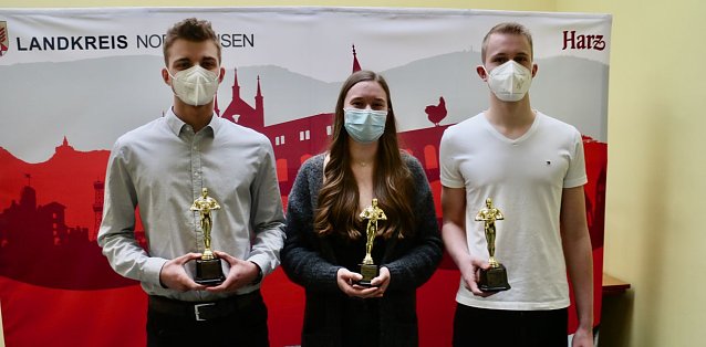 Bild: Drei Champions aus Nordhausen: Ben Bierwisch, Juli Klause und Maximilian K&ouml;nig