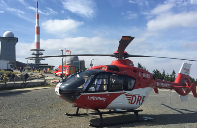 Bild:  Christoph 37 ist am S&uuml;dharzklinikum Nordhausen stationiert, landet aber auch schon mal auf dem Brocken. Zum Einsatz kommt ein Rettungshubschrauber des Typs EC135. 