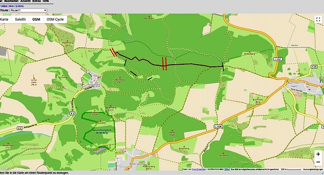 Bild: Kartenauszug mit dem gesperrten Weg